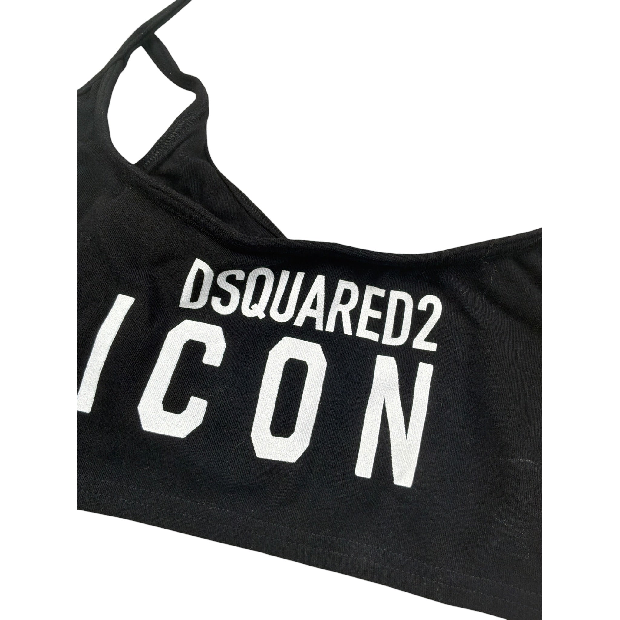 Dsquared2 Top Bretelline tinta unita con Logo Nero per Bambina D8RG33080 NERO DSQUARED2 