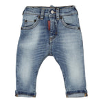 Dsquared2 Jeans tinta unita con Girovita Regolabile Azzurro per Bambino DQ01TCXX AZZURRO DSQUARED2 