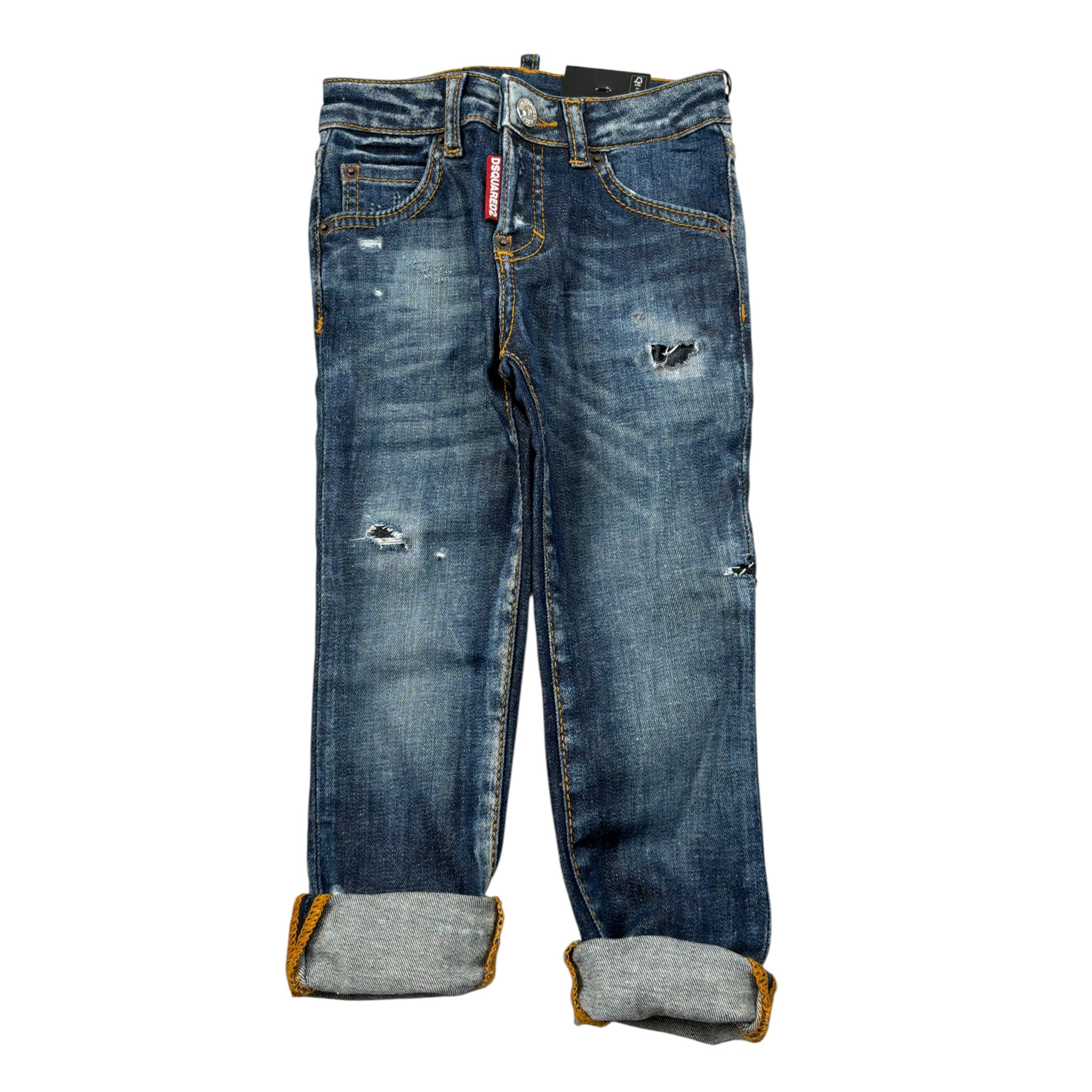 Dsquared2 Jeans tinta unita con Strappi Blu per Bambino DQ0239 BLU DSQUARED2 