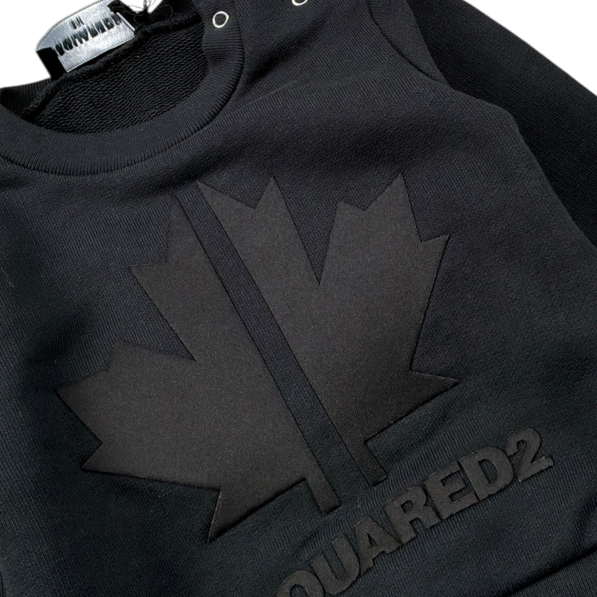 Dsquared2 Felpa tinta unita con Logo Nero per Neonato DQ0302 NERO DSQUARED2 