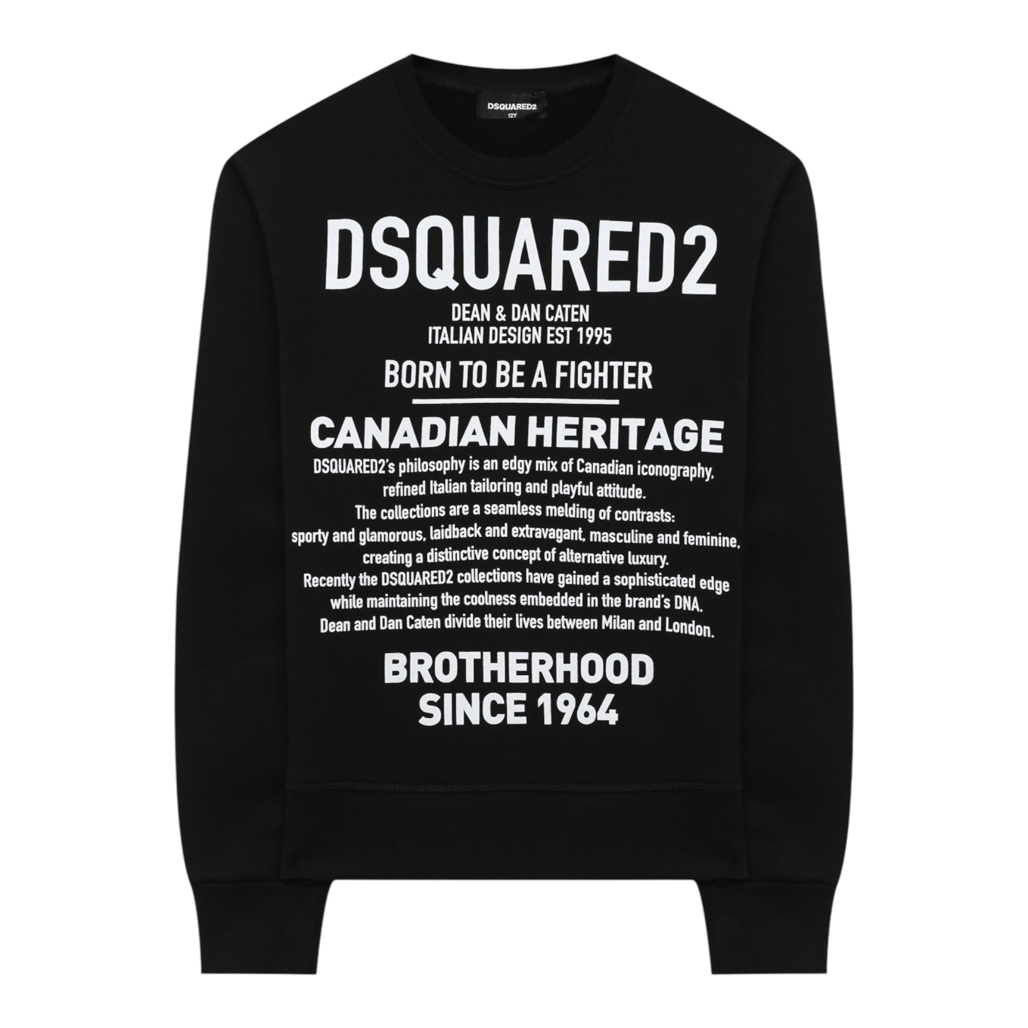 Dsquared2 Felpa tinta unita Girocollo con Stampa Nero per Bambino DQ0474 NERO DSQUARED2 