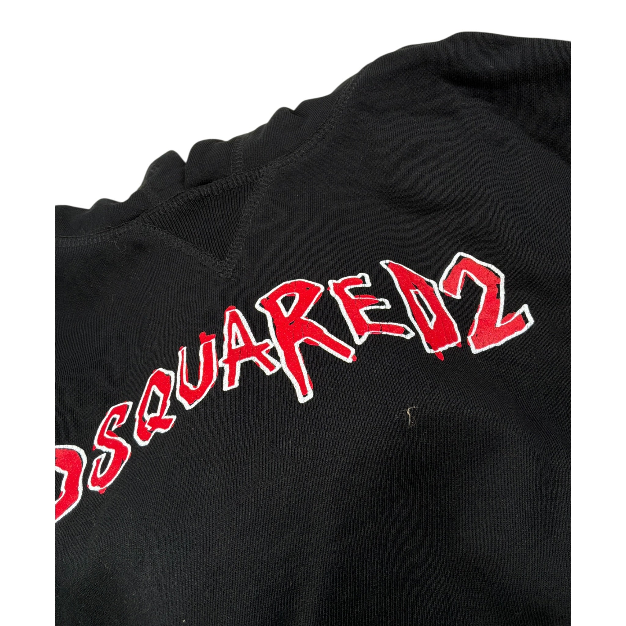 Dsquared2 Felpa tinta unita con Cappuccio E Stampa Nero per Bambino DQ1239 NERO DSQUARED2 