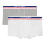 Dsquared2 Set 2 Pezzi Boxer Bicolore Bianco/Grigio per Bambino DQ1390 BIANCO/GRIGIO DSQUARED2 