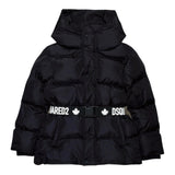 Dsquared2 Giubbino tinta unita con Zip E Cappuccio Nero per Bambina DQ2439 NERO DSQUARED2 