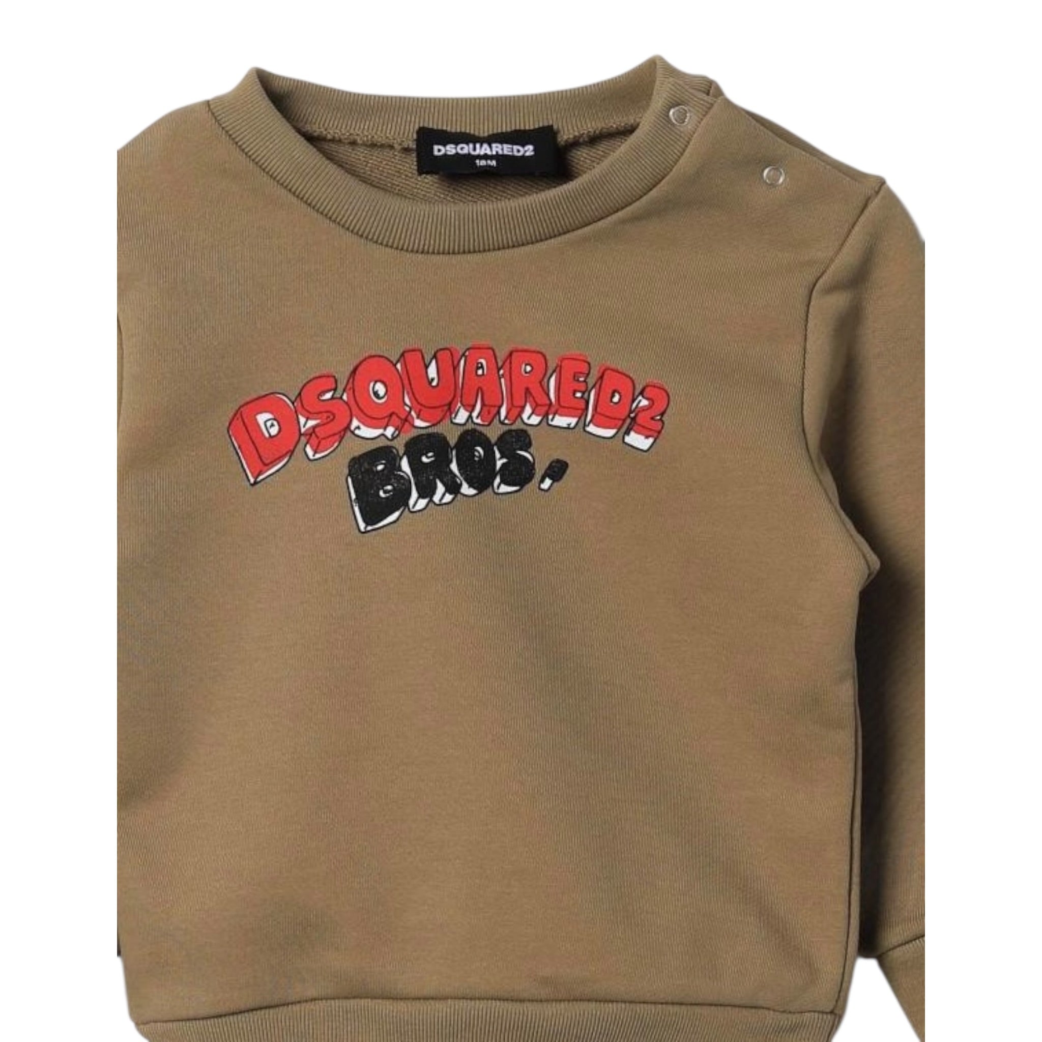 Dsquared2 Felpa tinta unita Girocollo con Stampa Beige per Neonato DQ2504 BEIGE DSQUARED2 