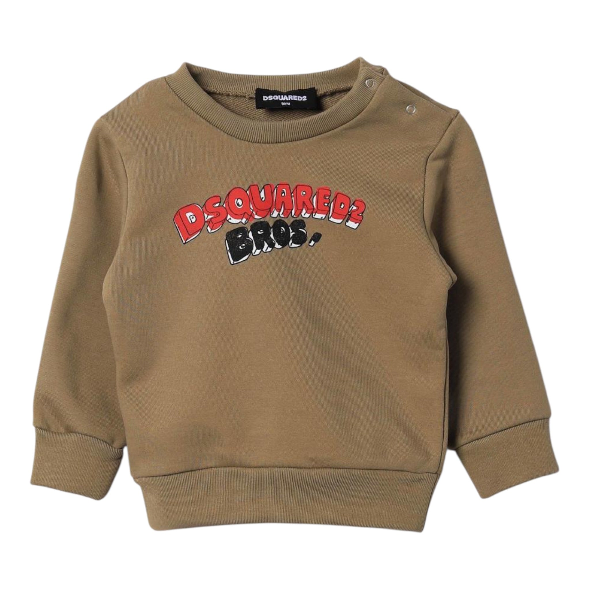 Dsquared2 Felpa tinta unita Girocollo con Stampa Beige per Neonato DQ2504 BEIGE DSQUARED2 