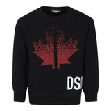 Dsquared2 Felpa tinta unita Girocollo con Stampa Nero per Bambino DQ2538 NERO DSQUARED2 
