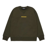 Dsquared2 Felpa Chiusa Girocollo tinta unita con Logo Verde per Bambino DQ2739 VERDE DSQUARED2 