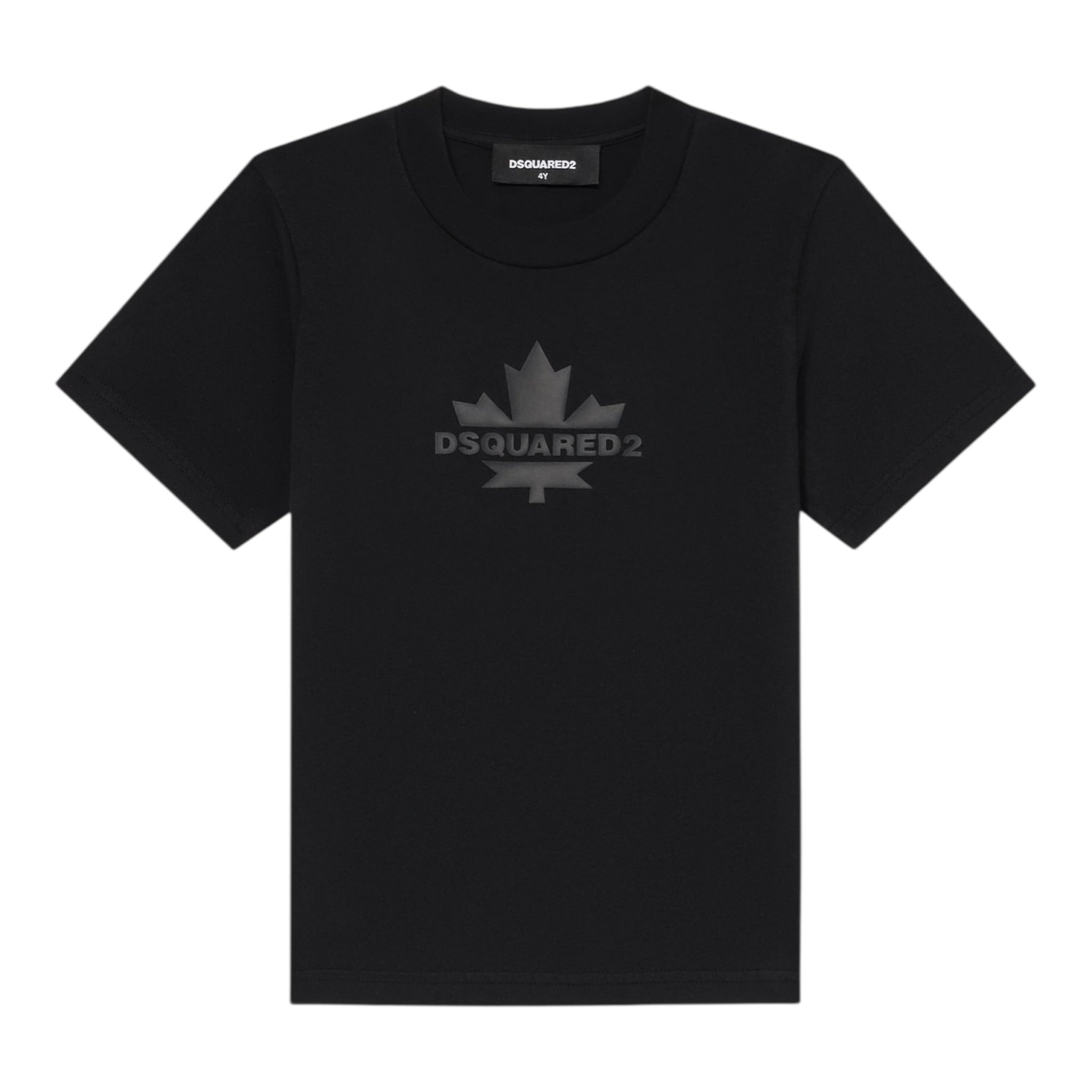Dsquared2 T-Shirt Girocollo tinta unita con Logo Nero per Bambino DQ2743 NERO DSQUARED2 