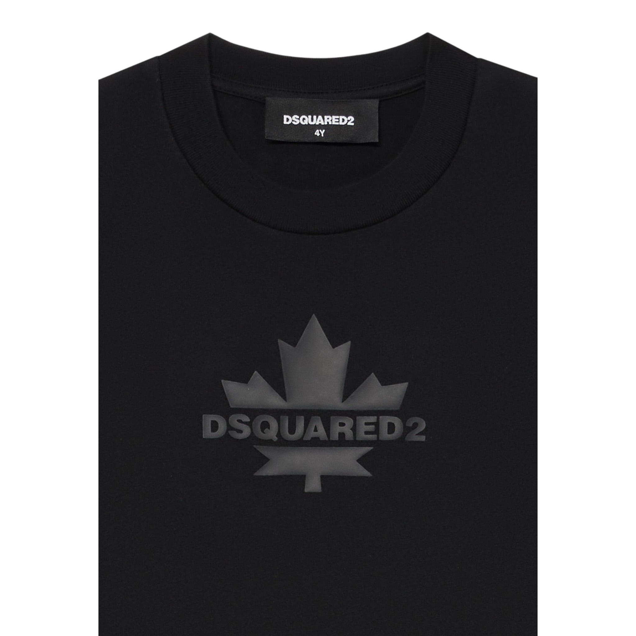 Dsquared2 T-Shirt Girocollo tinta unita con Logo Nero per Bambino DQ2743 NERO DSQUARED2 