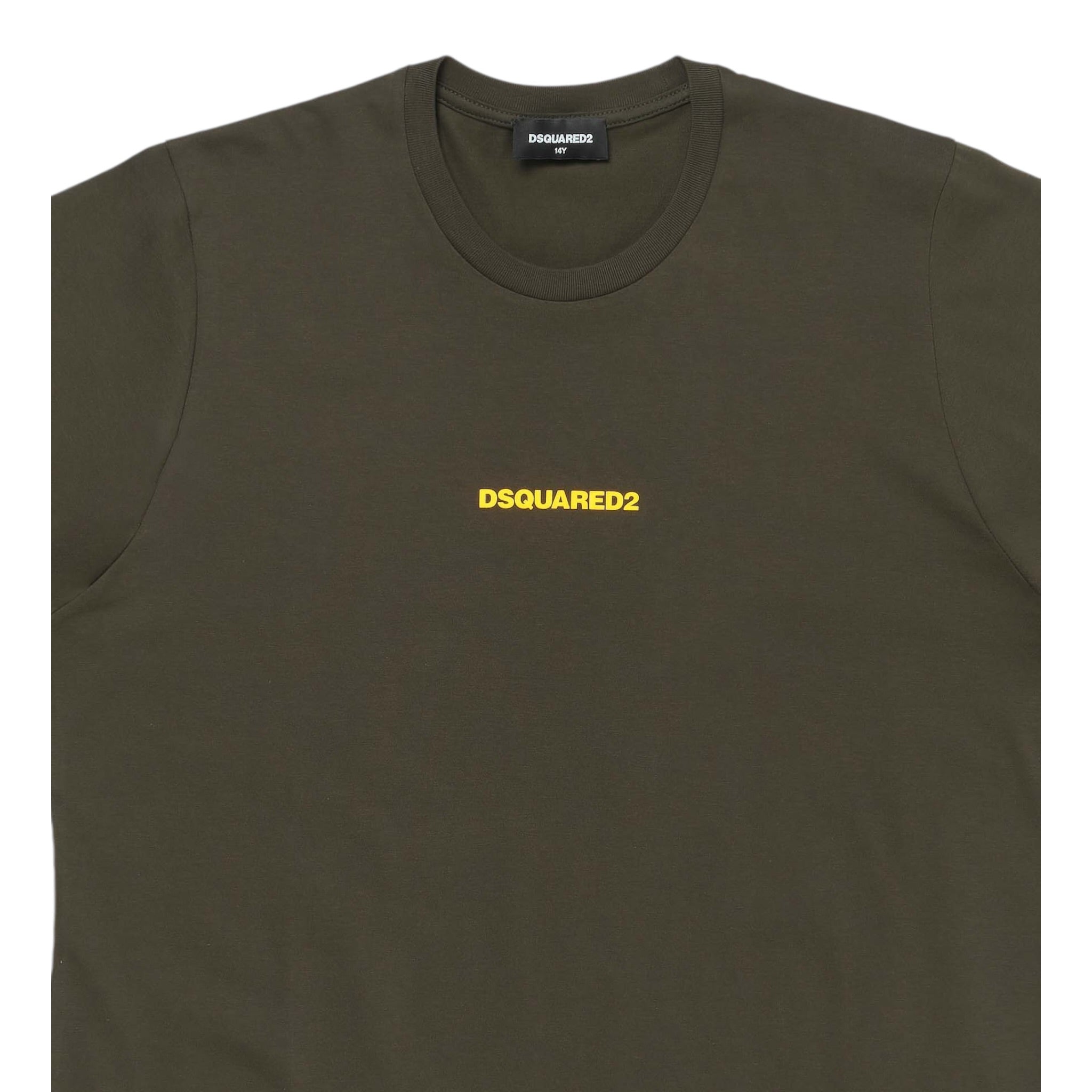 Dsquared2 T-Shirt Girocollo tinta unita con Logo Verde per Bambino DQ2823 VERDE DSQUARED2 