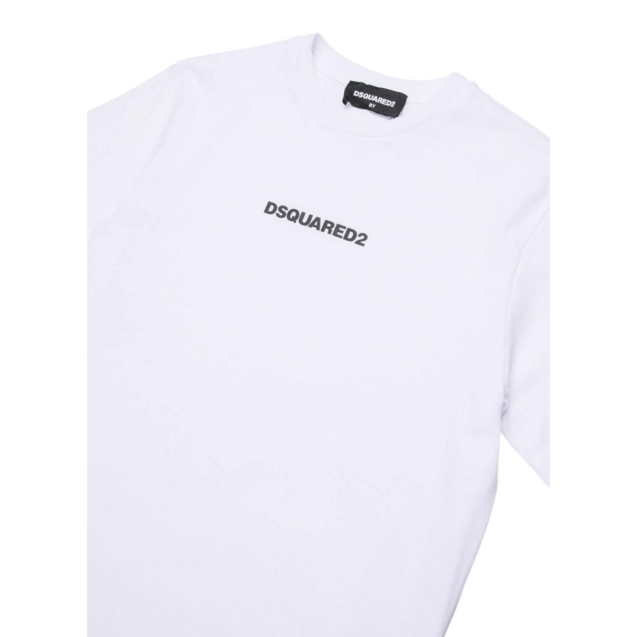 Dsquared2 T-Shirt Girocollo tinta unita con Logo Bianco per Bambino DQ2823XX BIANCO DSQUARED2 