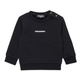Dsquared2 Felpa tinta unita Girocollo con Stampa Nero per Neonato DQ2860X NERO DSQUARED2 