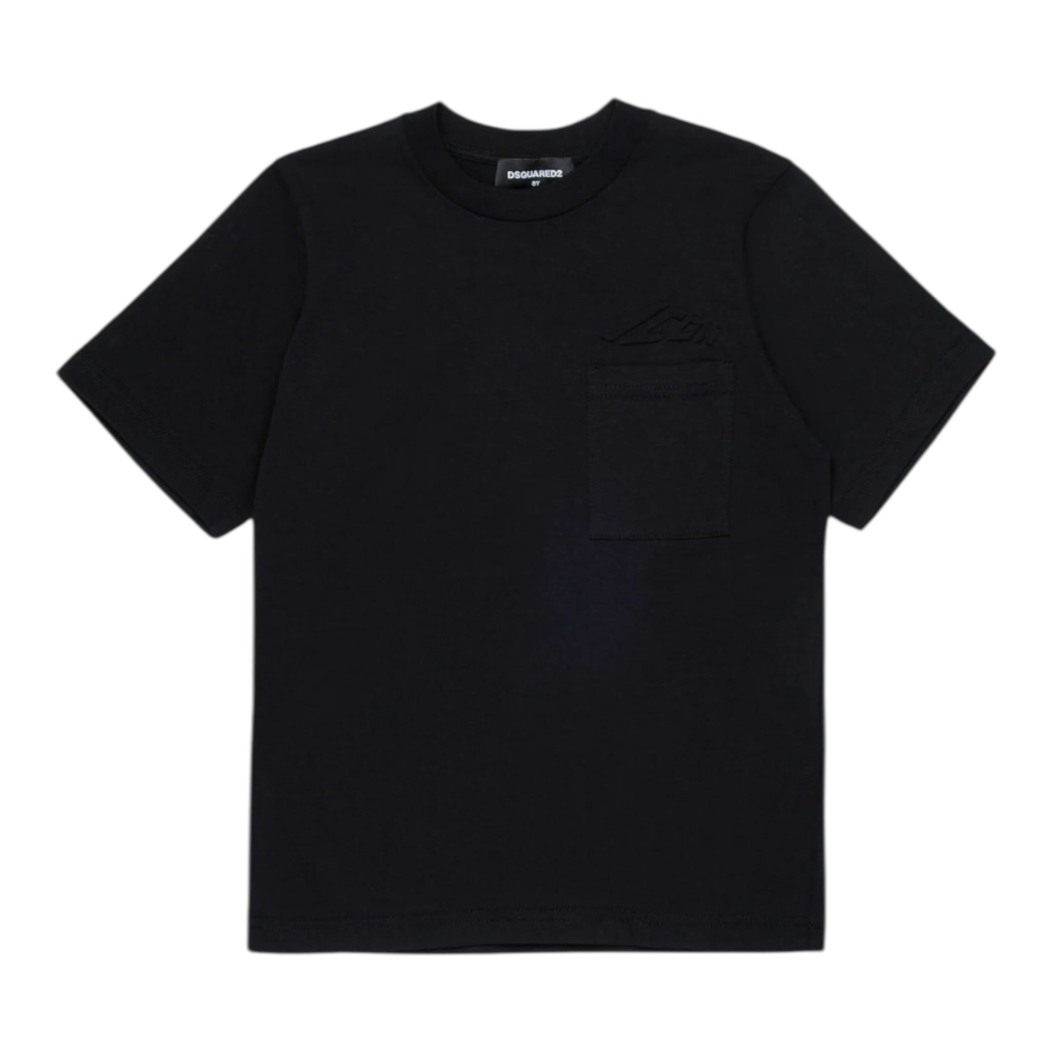 Dsquared2 T-Shirt Girocollo tinta unita con Taschino Nero per Bambino DQ2938 NERO DSQUARED2 