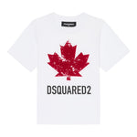 Dsquared2 T-Shirt Girocollo tinta unita con Logo Bianco per Bambino DQ2982X BIANCO DSQUARED2 