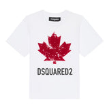 Dsquared2 T-Shirt Girocollo tinta unita con Logo Bianco per Bambino DQ2982X BIANCO DSQUARED2 