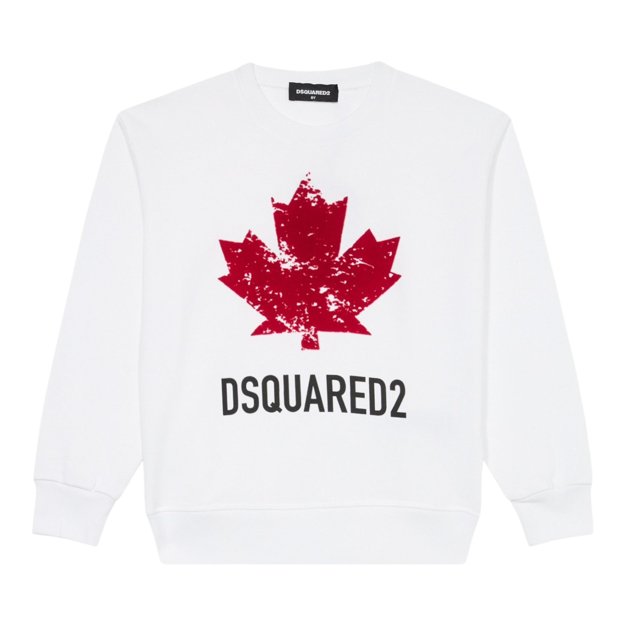 Dsquared2 Felpa tinta unita Girocollo con Stampa Bianco per Bambino DQ3005XXX BIANCO DSQUARED2 