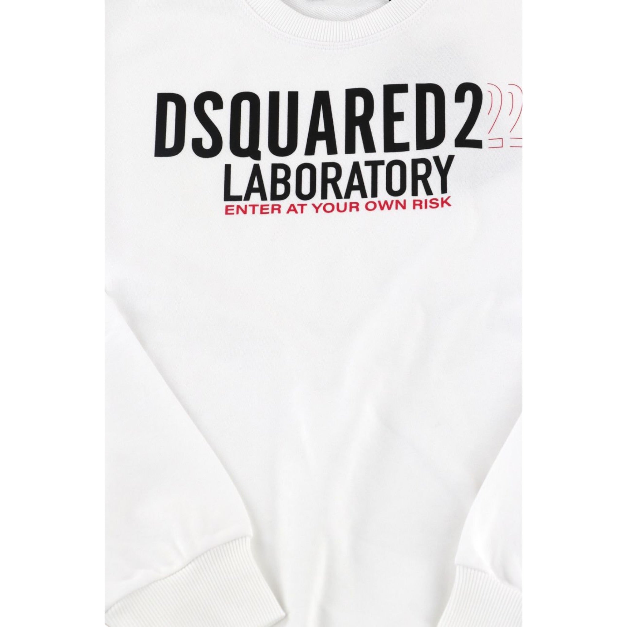 Dsquared2 Felpa Chiusa Girocollo tinta unita con Stampa Bianco per Neonato DQ3006N BIANCO DSQUARED2 
