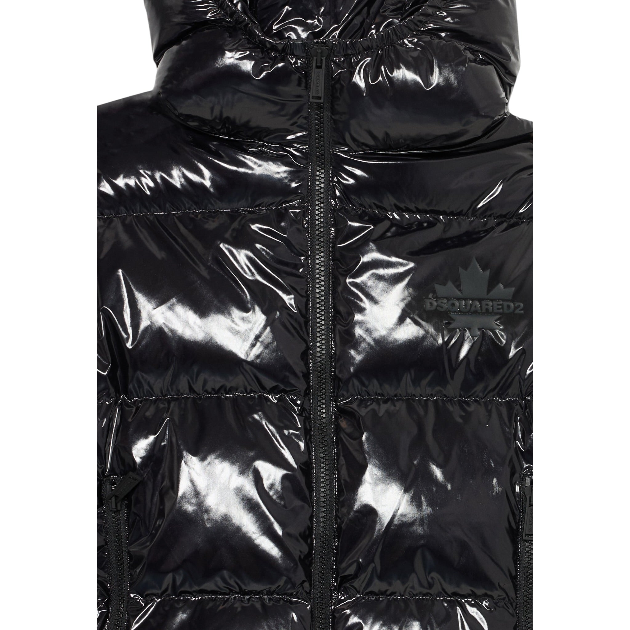 Dsquared2 Giubbino tinta unita con Zip E Cappuccio Nero per Bambino DQ3042 NERO DSQUARED2 
