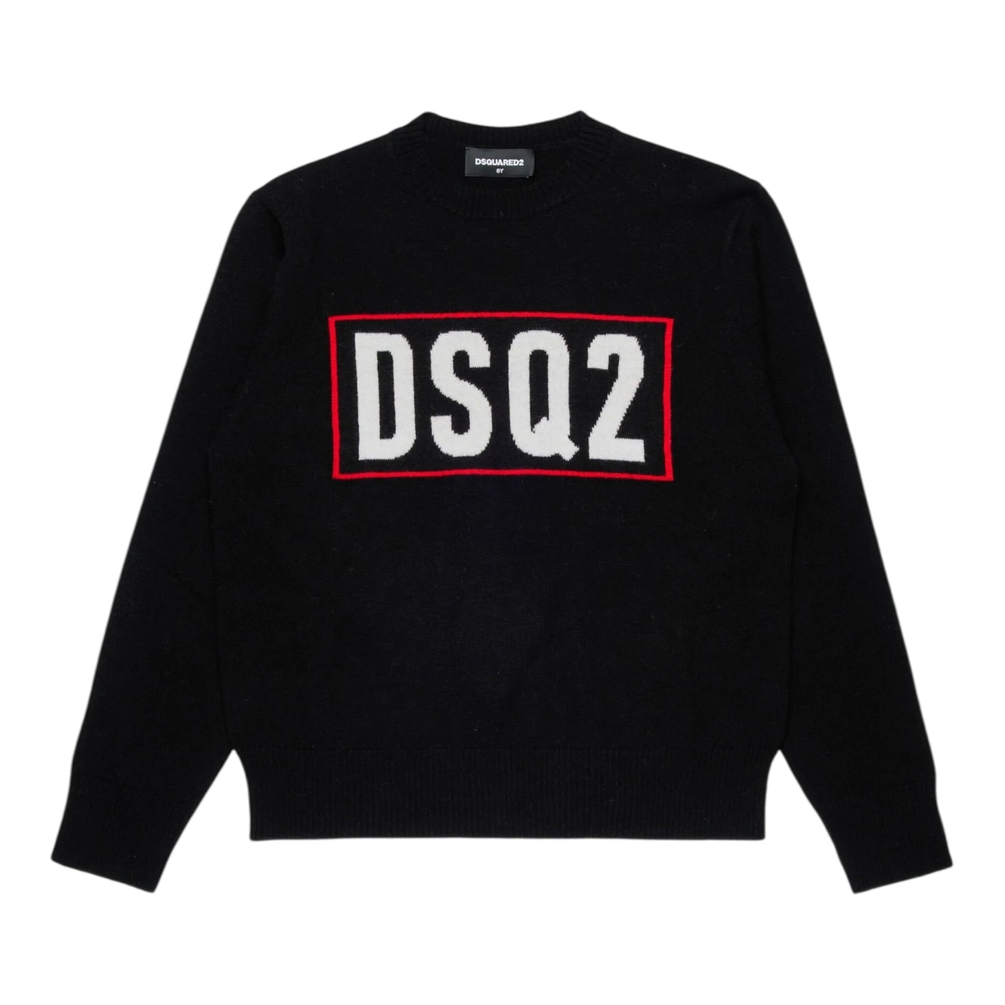 Dsquared2 Maglia Girocollo tinta unita Cn Stampa Nero per Bambino DQ3071 NERO DSQUARED2 