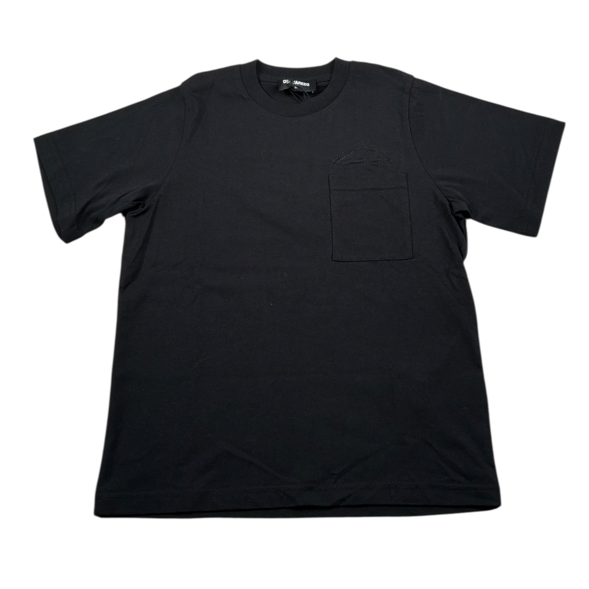 Dsquared2 T-Shirt Girocollo tinta unita con Taschino Nero per Bambino DQ3127 NERO DSQUARED2 
