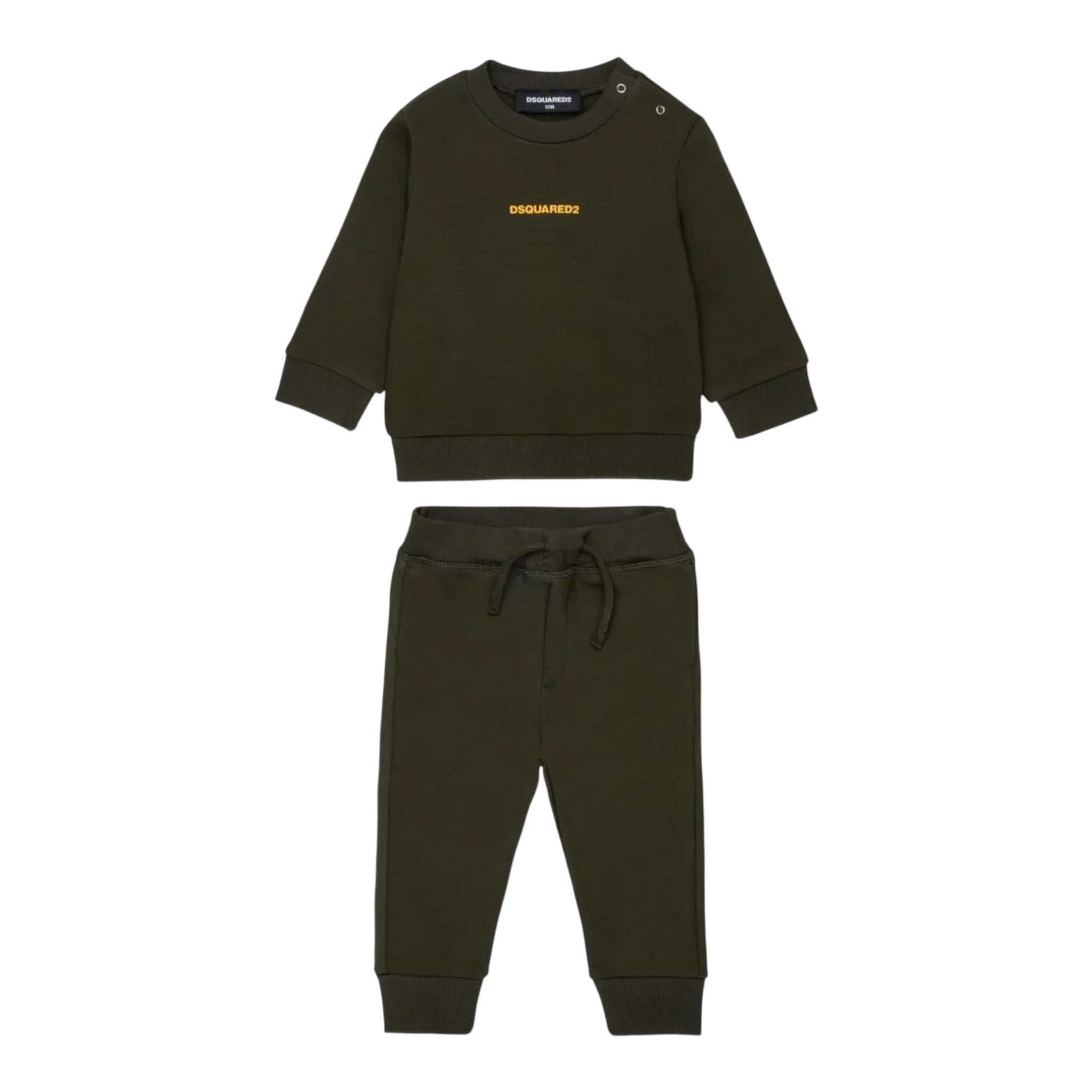 Dsquared2 Completo 2Pz Felpa-Pantalone tinta unita Verde per Neonato DQ3146NX VERDE DSQUARED2 