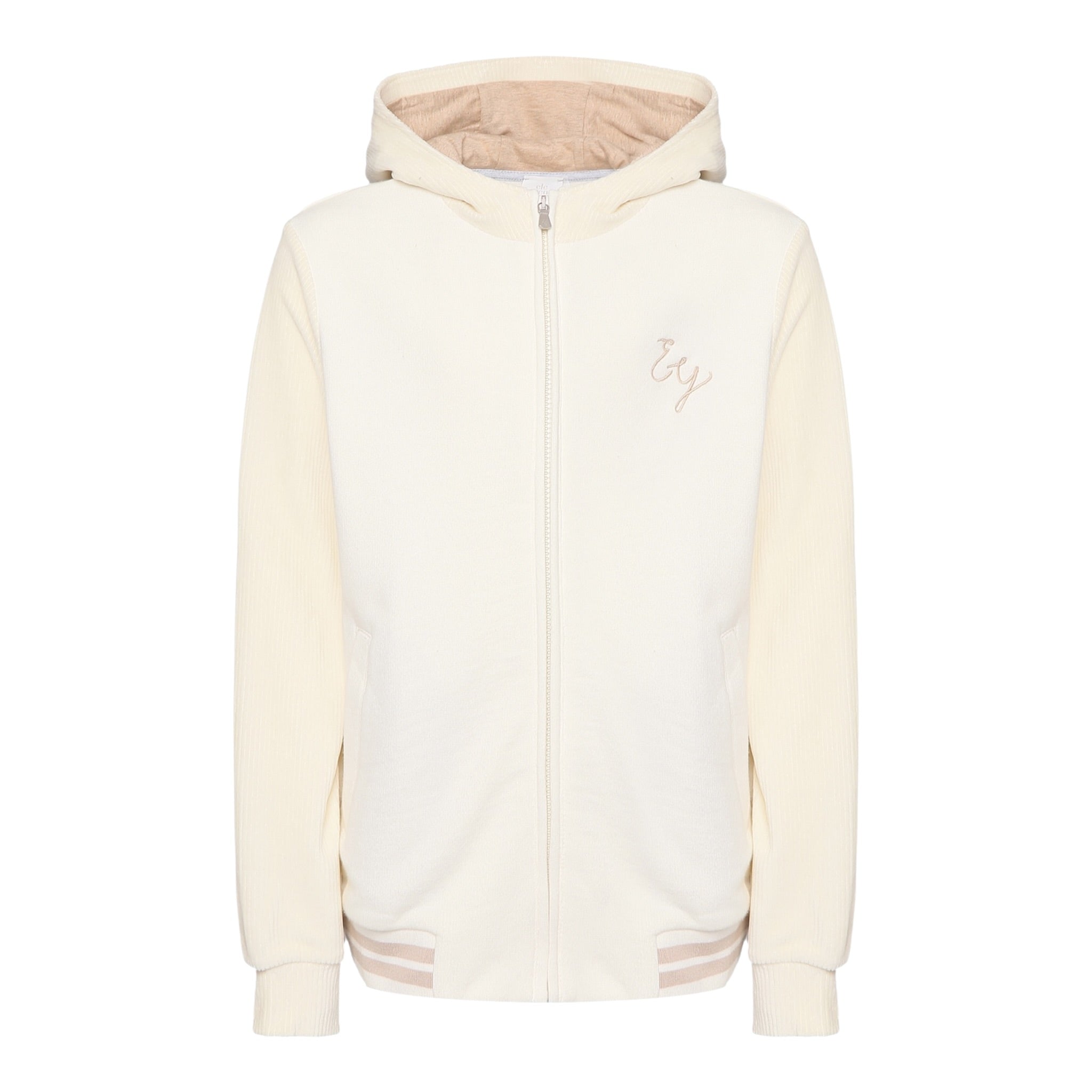 Eleventy Felpa con Zip E Cappuccio tinta unita Panna per Bambina EV4P50 PANNA ELEVENTY 