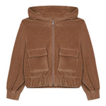 Eleventy Felpa In Camoscio tinta unita con Zip Marrone per Bambina EX4A20 MARRONE ELEVENTY 