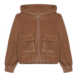 Eleventy Felpa In Camoscio tinta unita con Zip Marrone per Bambina EX4A20 MARRONE ELEVENTY 