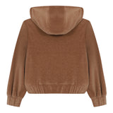 Eleventy Felpa In Camoscio tinta unita con Zip Marrone per Bambina EX4A20 MARRONE ELEVENTY 