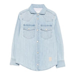 Eleventy Camicia In Denim tinta unita con Bottoni Azzurro per Bambino EX5P70 AZZURRO ELEVENTY 
