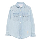 Eleventy Camicia In Denim tinta unita con Bottoni Azzurro per Bambino EX5P70 AZZURRO ELEVENTY 