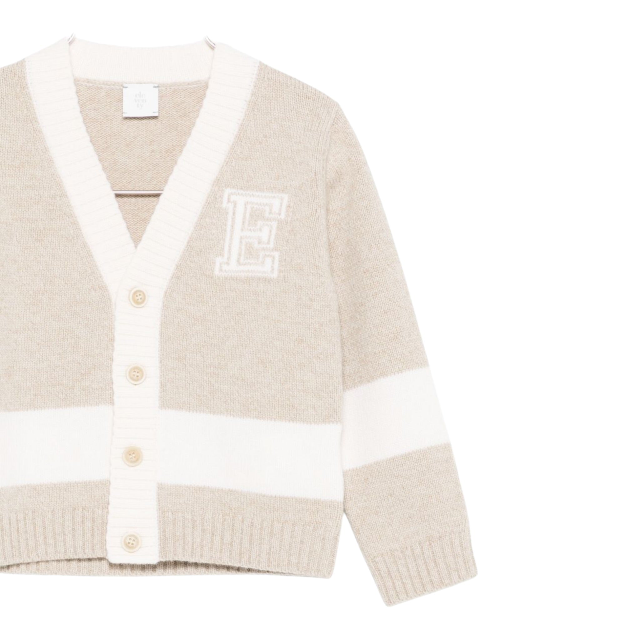 Eleventy Cardigan Bicolore con Bottoni Beige/Panna per Bambino EX9P60W0174 BEIGE/PANNA ELEVENTY 