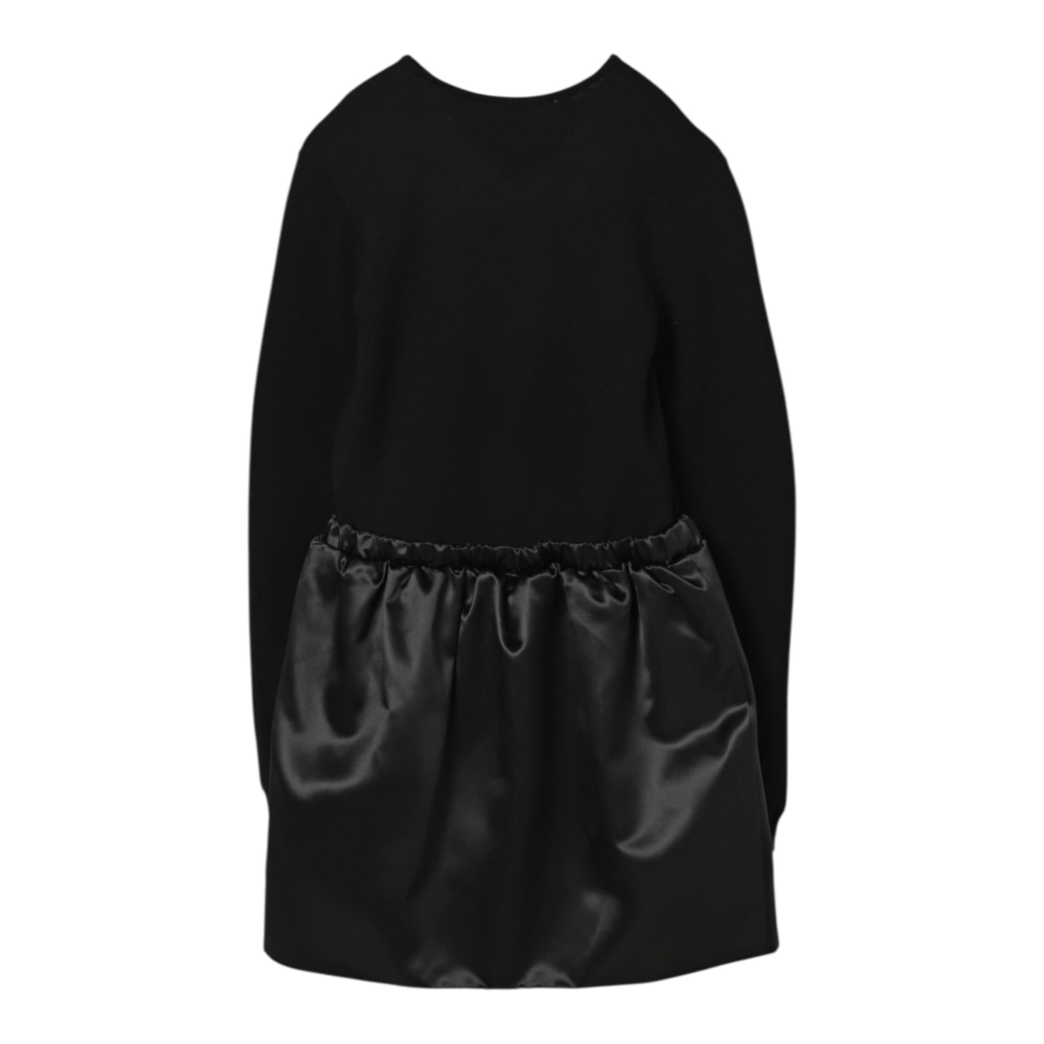 Elisabetta Franchi Abito Manica Lunga tinta unita con Logo Nero per Bambina EFAB632 NERO ELISABETTA FRANCHI 