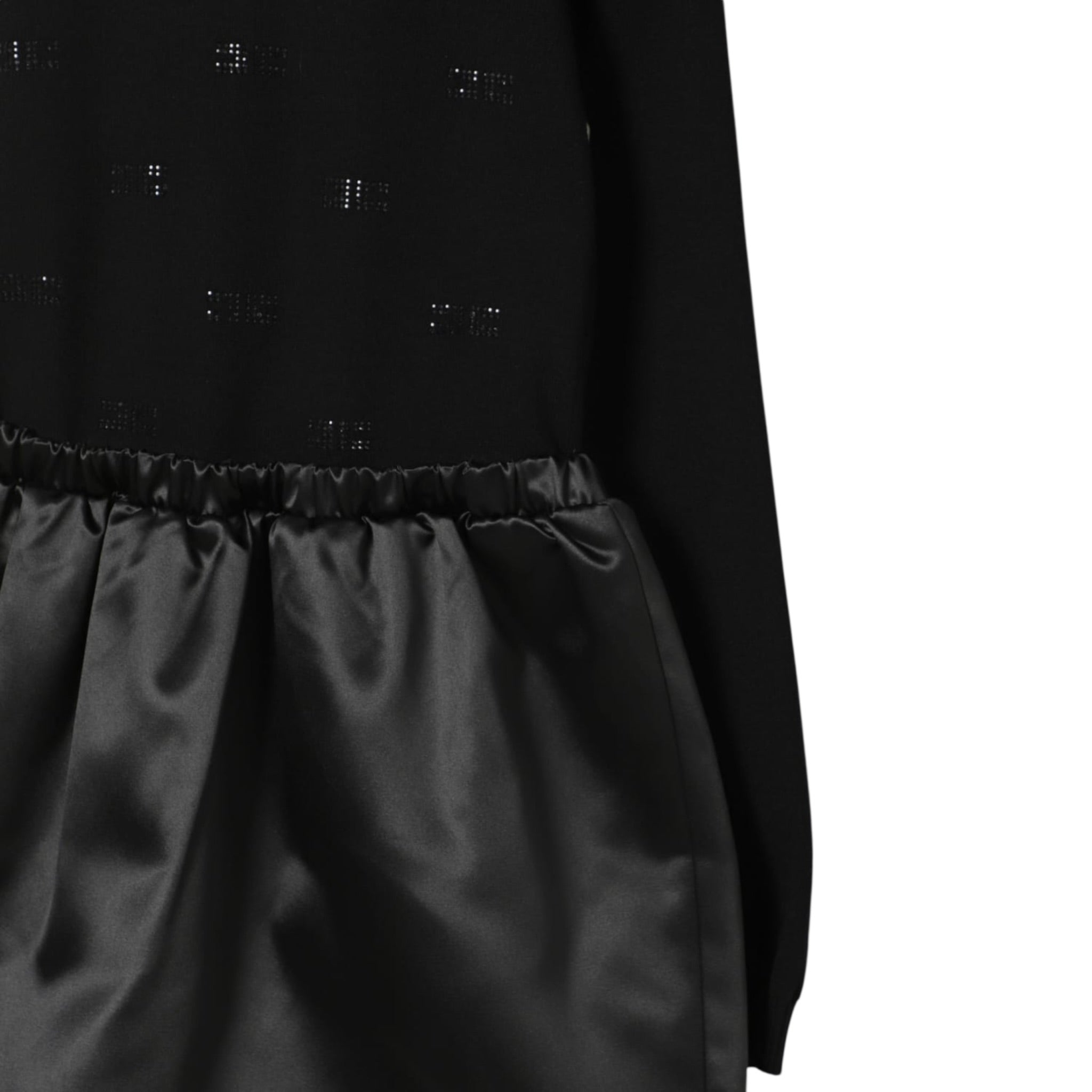 Elisabetta Franchi Abito Manica Lunga tinta unita con Logo Nero per Bambina EFAB632 NERO ELISABETTA FRANCHI 