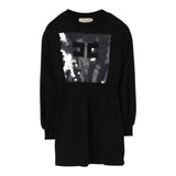 Elisabetta Franchi Abito Manica Lunga Tinta Nita con Paillettes Nero per Bambina EFAB635 NERO ELISABETTA FRANCHI 
