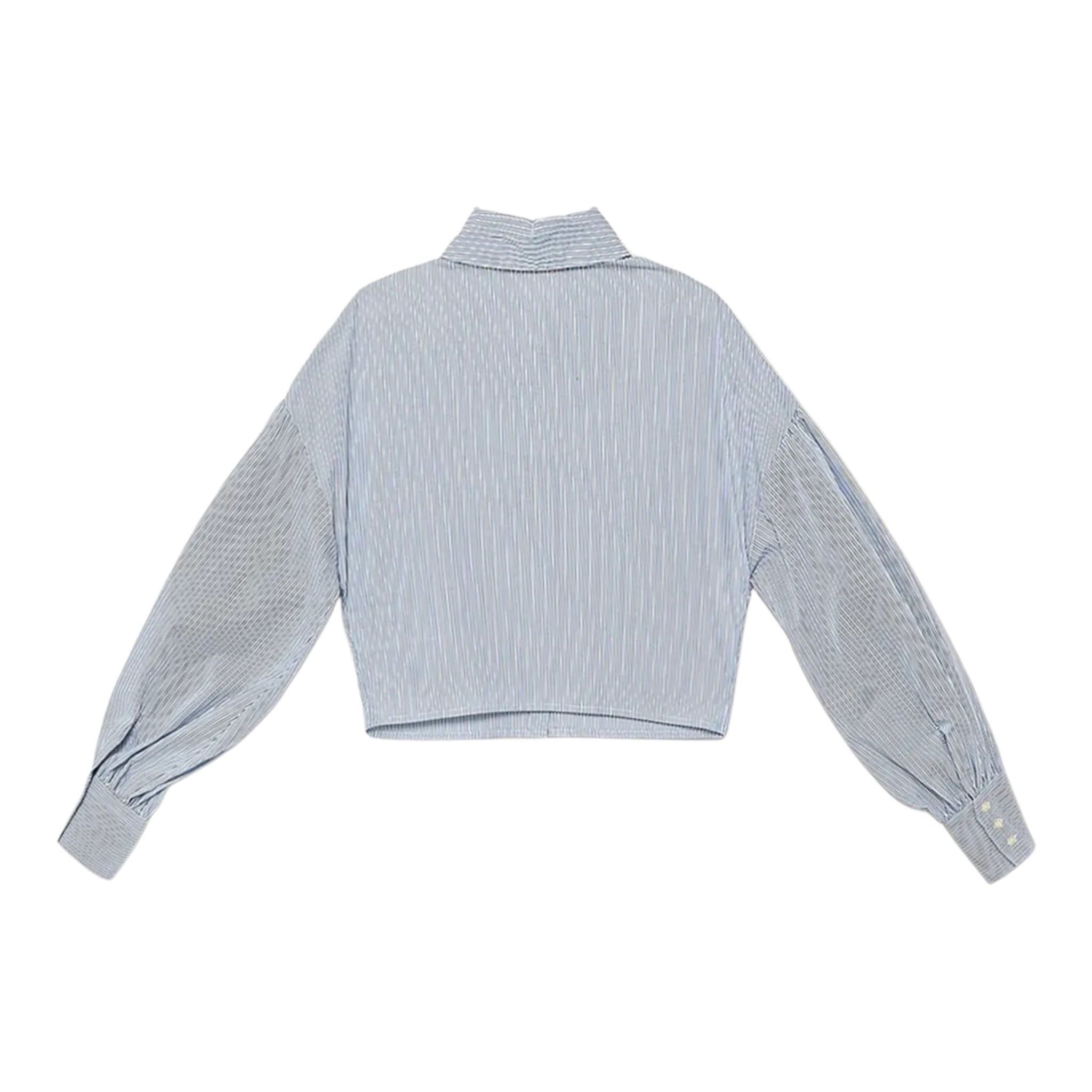 Elisabetta Franchi Camicia tinta unita con Fantasia A Righe Azzurro per Bambina EFCA273 AZZURRO ELISABETTA FRANCHI 