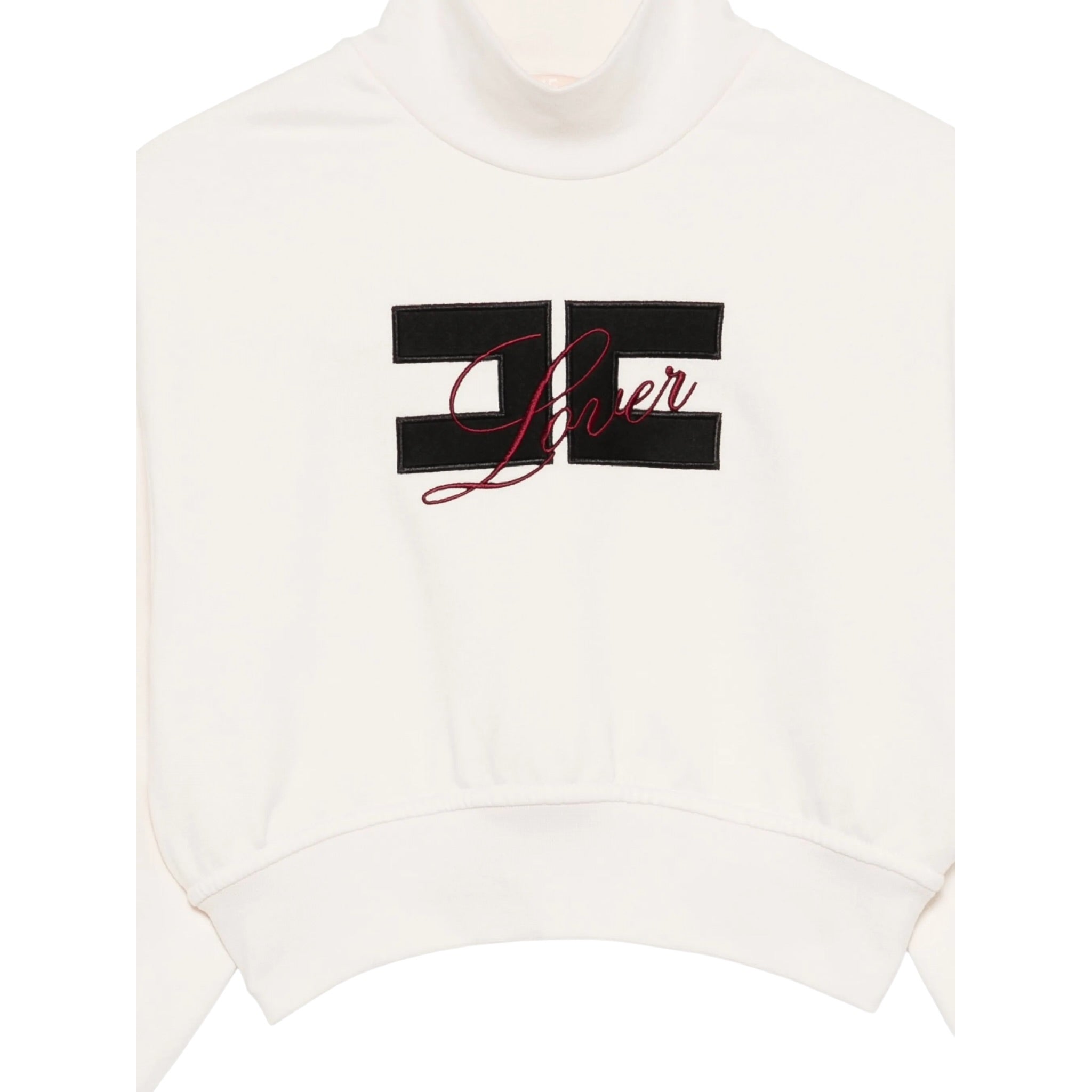 Elisabetta Franchi Felpa Chiusa Collo Alto tinta unita con Logo Panna per Bambina EFFE160 PANNA ELISABETTA FRANCHI 