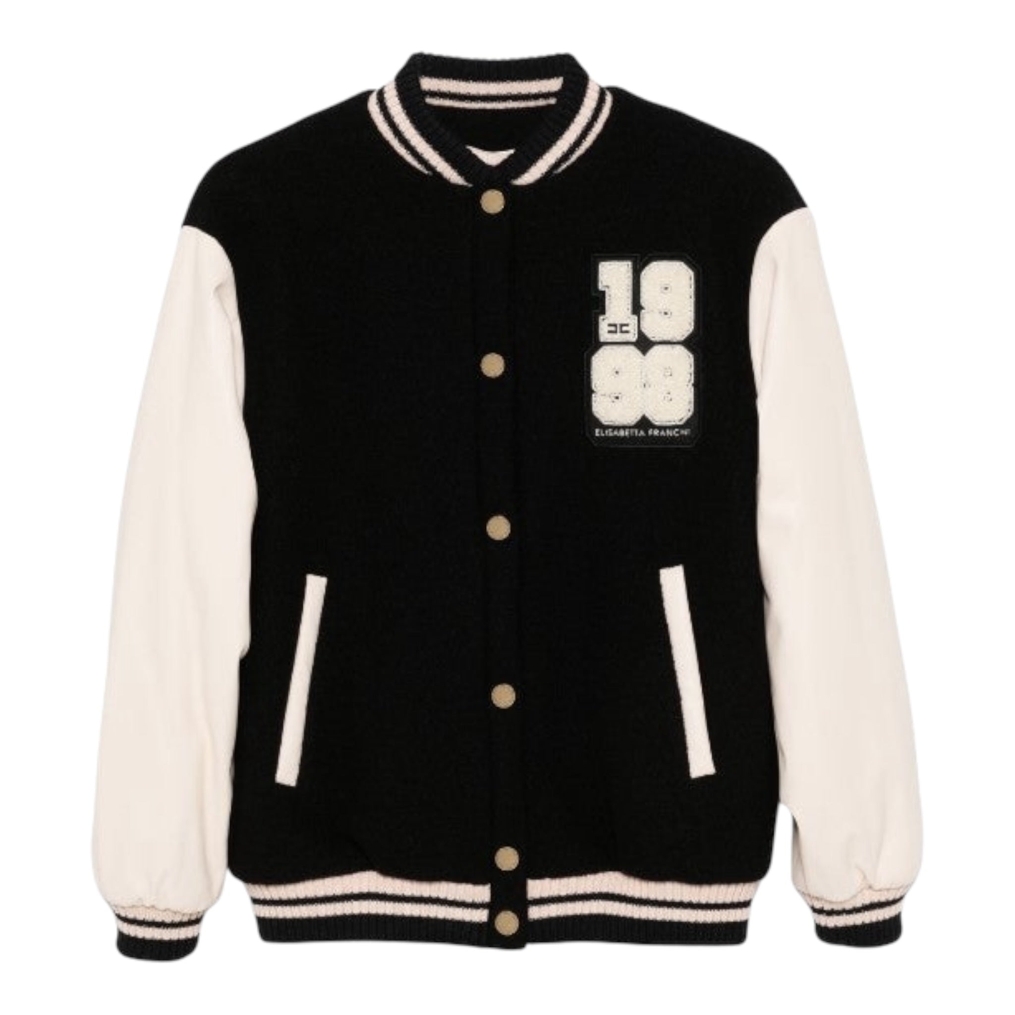 Elisabetta Franchi Giubbino Modello College tinta unita con Maniche In Contrasto Nero per Bambina EFGB122 NERO ELISABETTA FRANCHI 