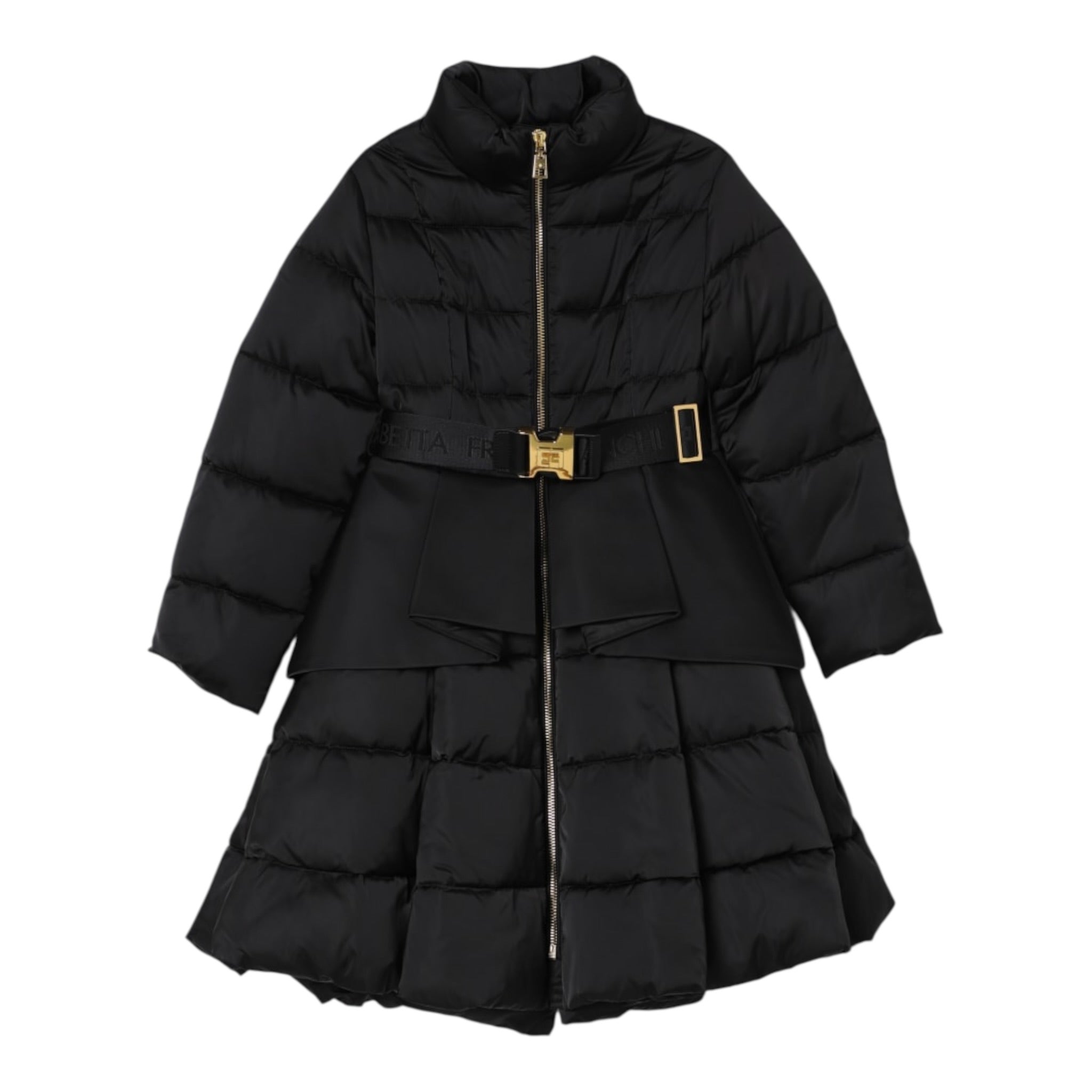 Elisabetta Franchi Giubbino tinta unita con Cintura Nero per Bambina EFGB132 NERO ELISABETTA FRANCHI 