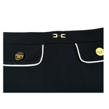 Elisabetta Franchi Gonna Tinta Uniita con Logo Nero per Bambina EFGO197 NERO ELISABETTA FRANCHI 