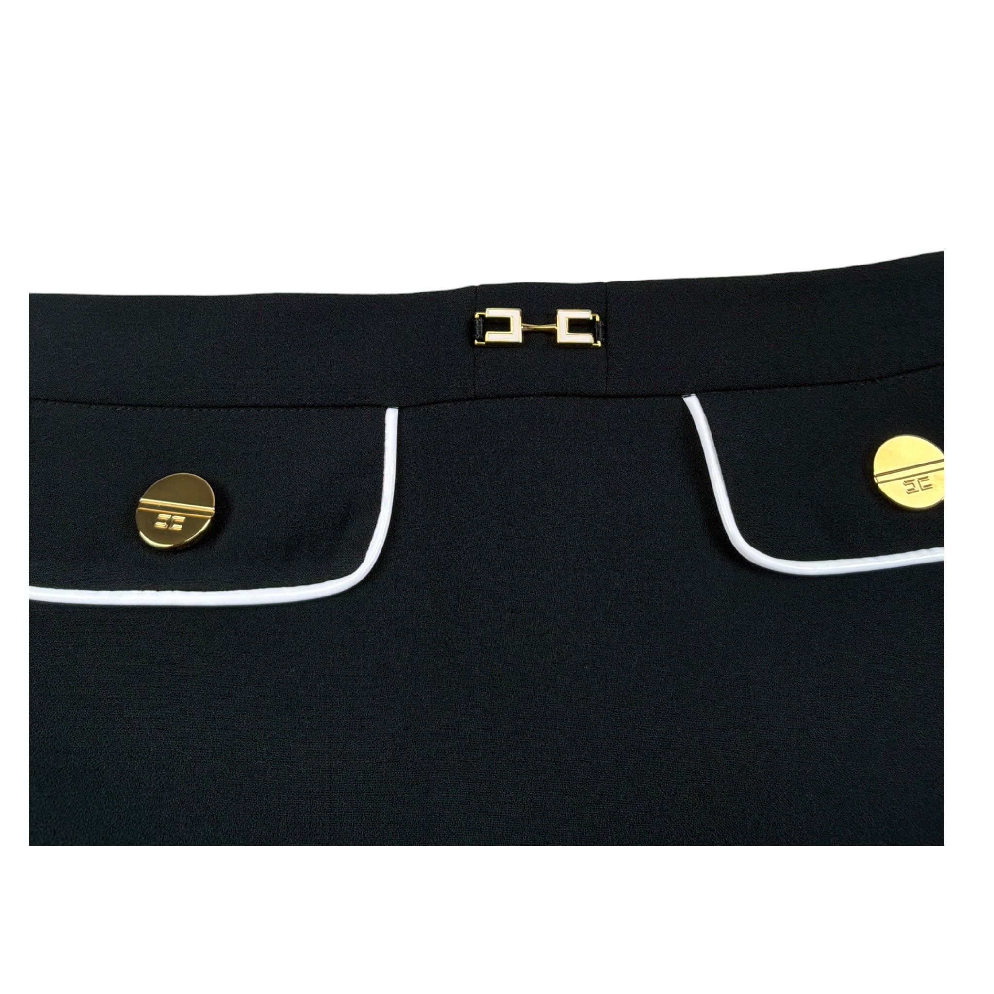 Elisabetta Franchi Gonna Tinta Uniita con Logo Nero per Bambina EFGO197 NERO ELISABETTA FRANCHI 