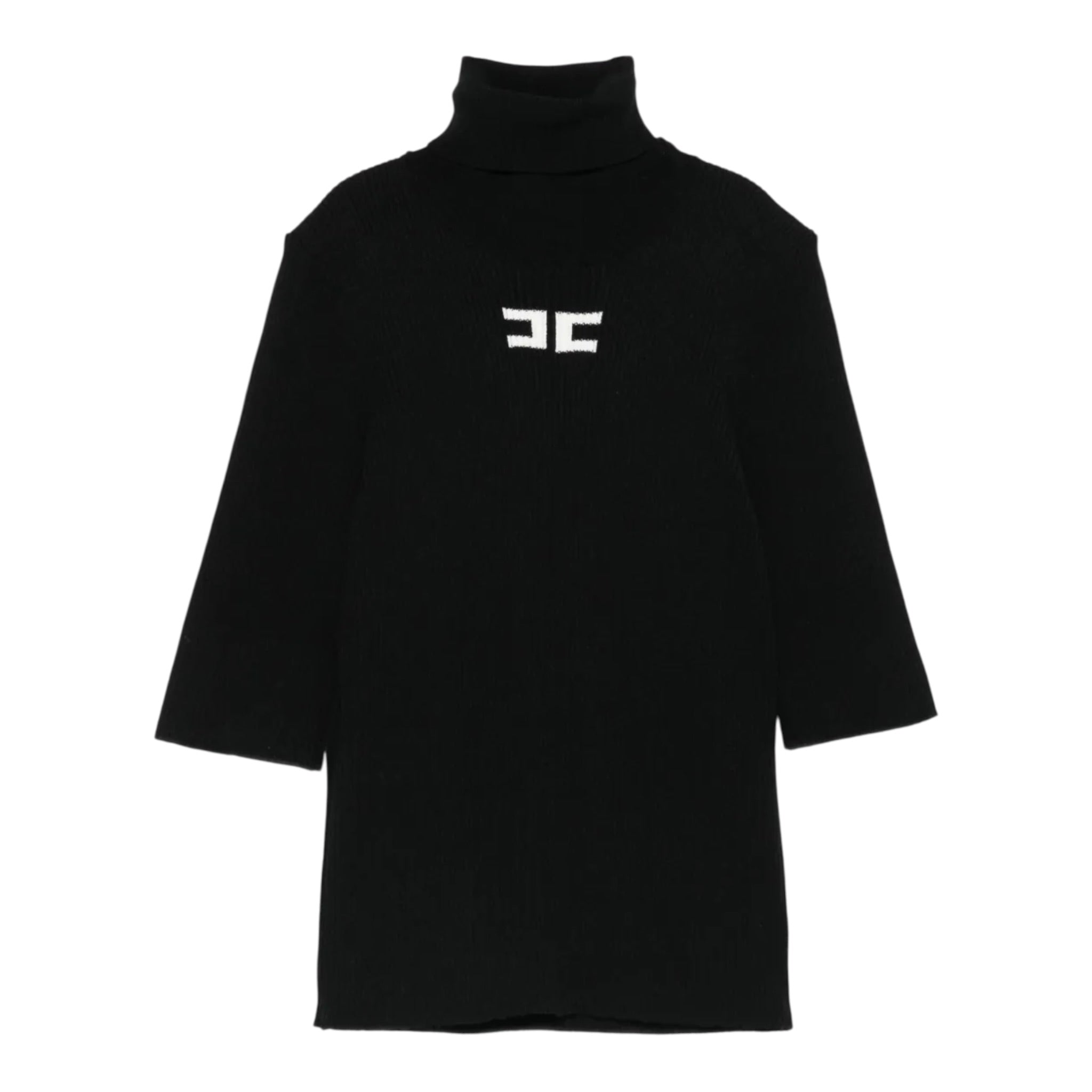 Elisabetta Franchi Maglia Collo Alto tinta unita con Logo Nero per Bambina EFMA176 NERO ELISABETTA FRANCHI 