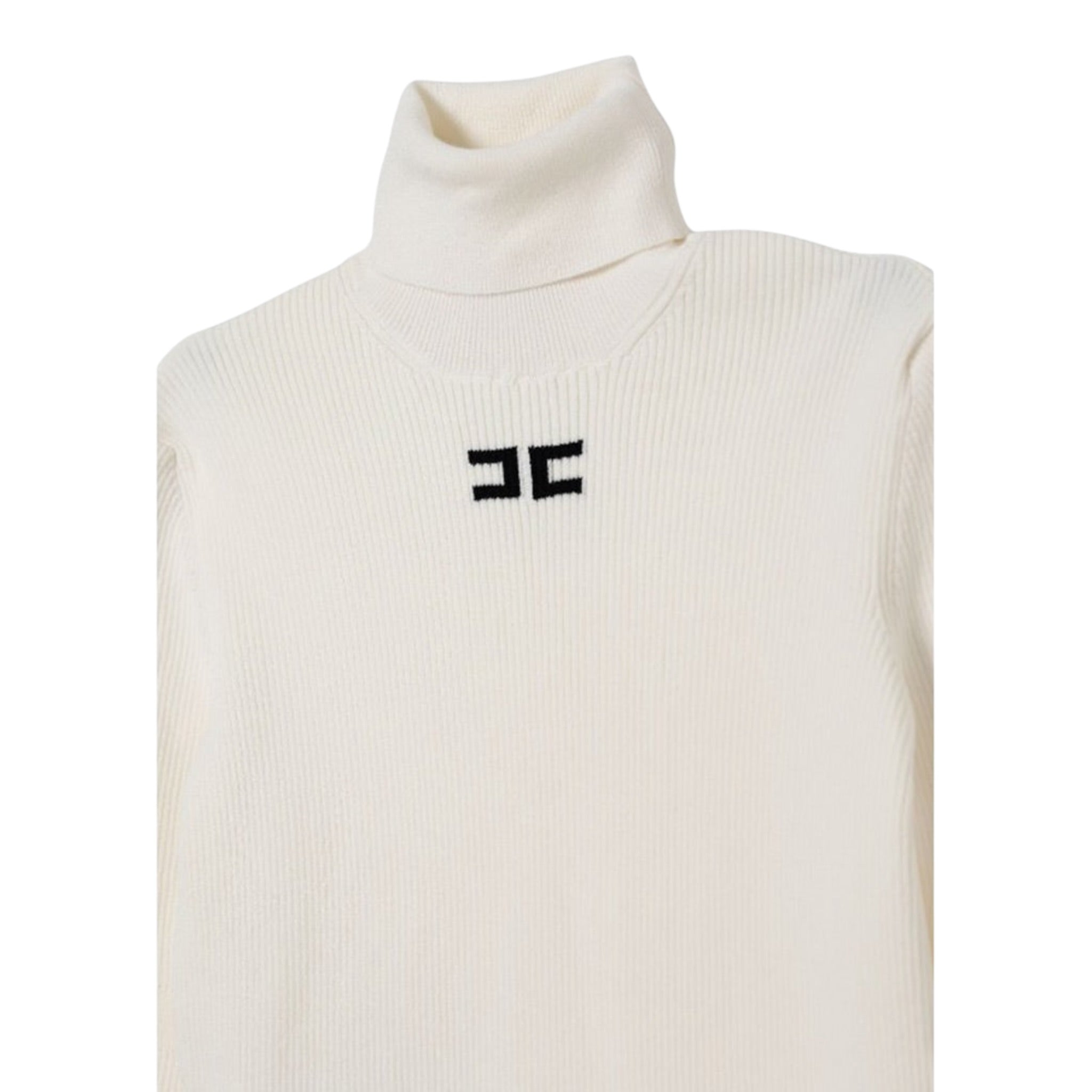 Elisabetta Franchi Maglia Collo Alto tinta unita con Logo Panna per Bambina EFMA176 PANNA ELISABETTA FRANCHI 