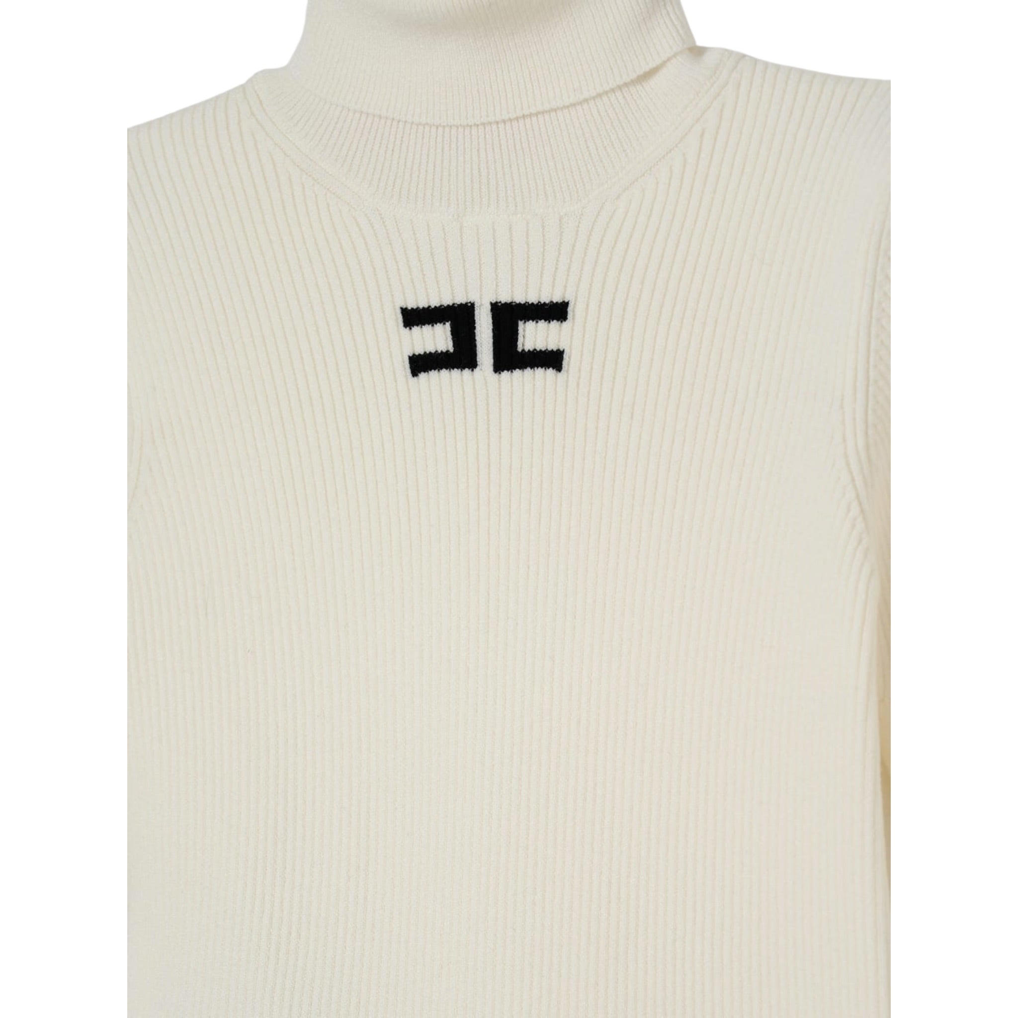 Elisabetta Franchi Maglia Collo Alto tinta unita con Logo Panna per Bambina EFMA176X PANNA ELISABETTA FRANCHI 
