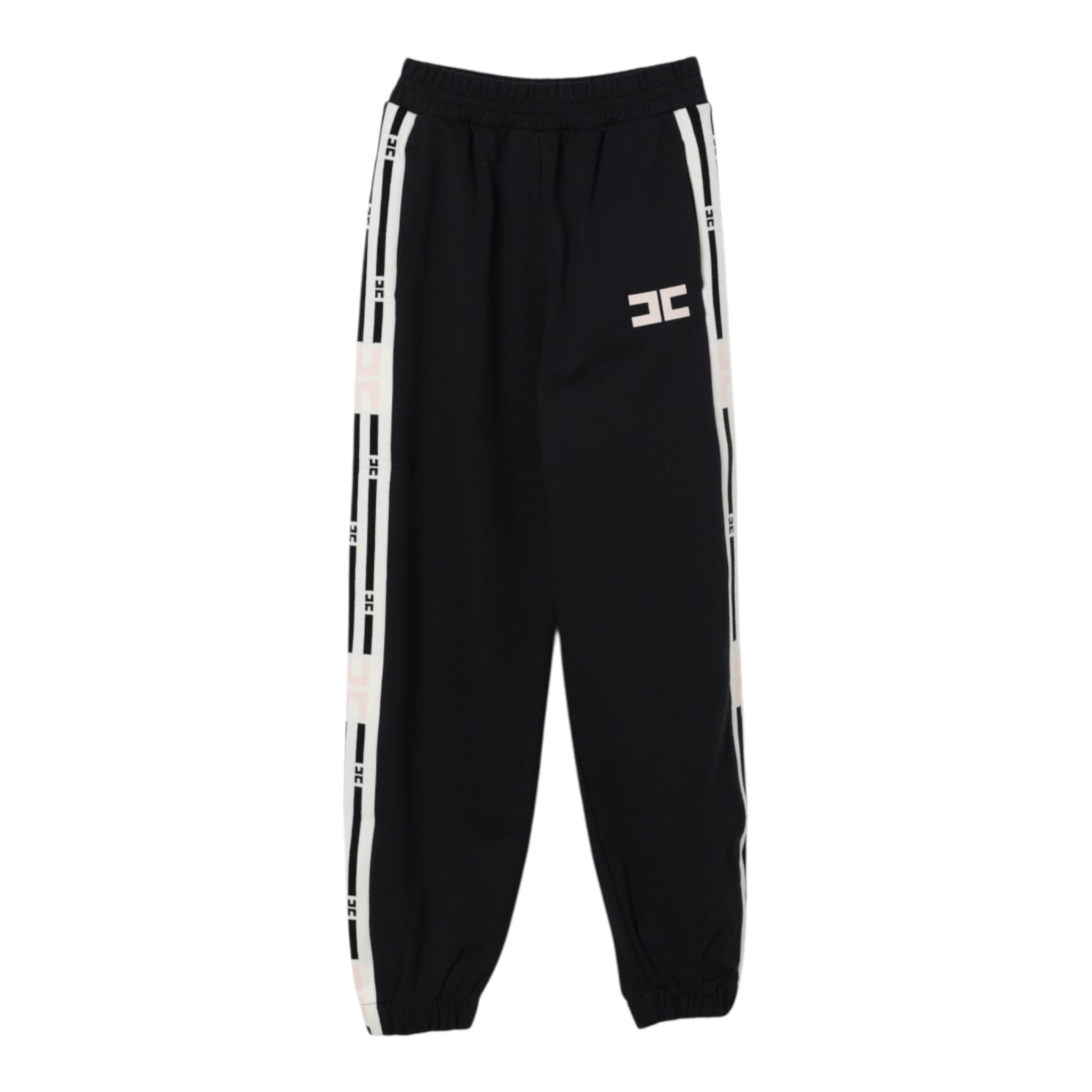 Elisabetta Franchi Pantalone Tuta tinta unita con Logo Nero per Bambina EFPA298 NERO ELISABETTA FRANCHI 