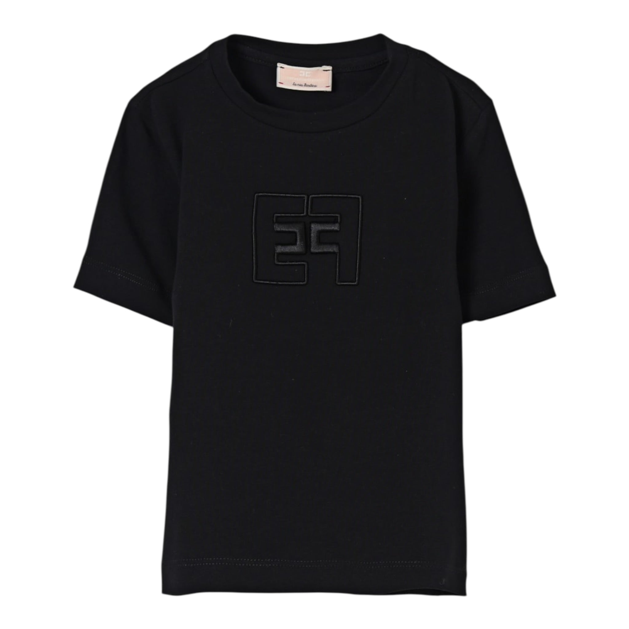 Elisabetta Franchi T-Shirt tinta unita con Logo Nero per Bambina EFTS246X NERO ELISABETTA FRANCHI 