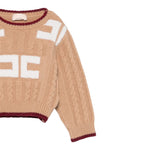 Elisabetta Franchi Maglia Girocollo tinta unita con Stampa Logo Beige per Neonata EGMA044NX BEIGE ELISABETTA FRANCHI 