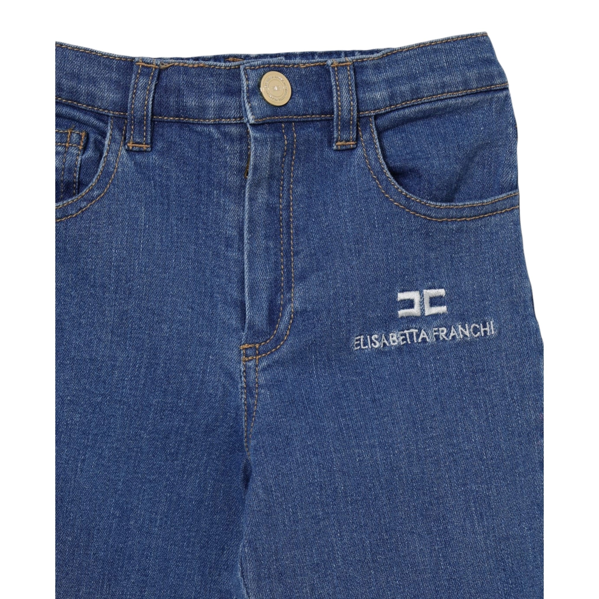 Elisabetta Franchi Jeans tinta unita con Elastico In Vita Azzurro per Neonata EGPA084 AZZURRO ELISABETTA FRANCHI 