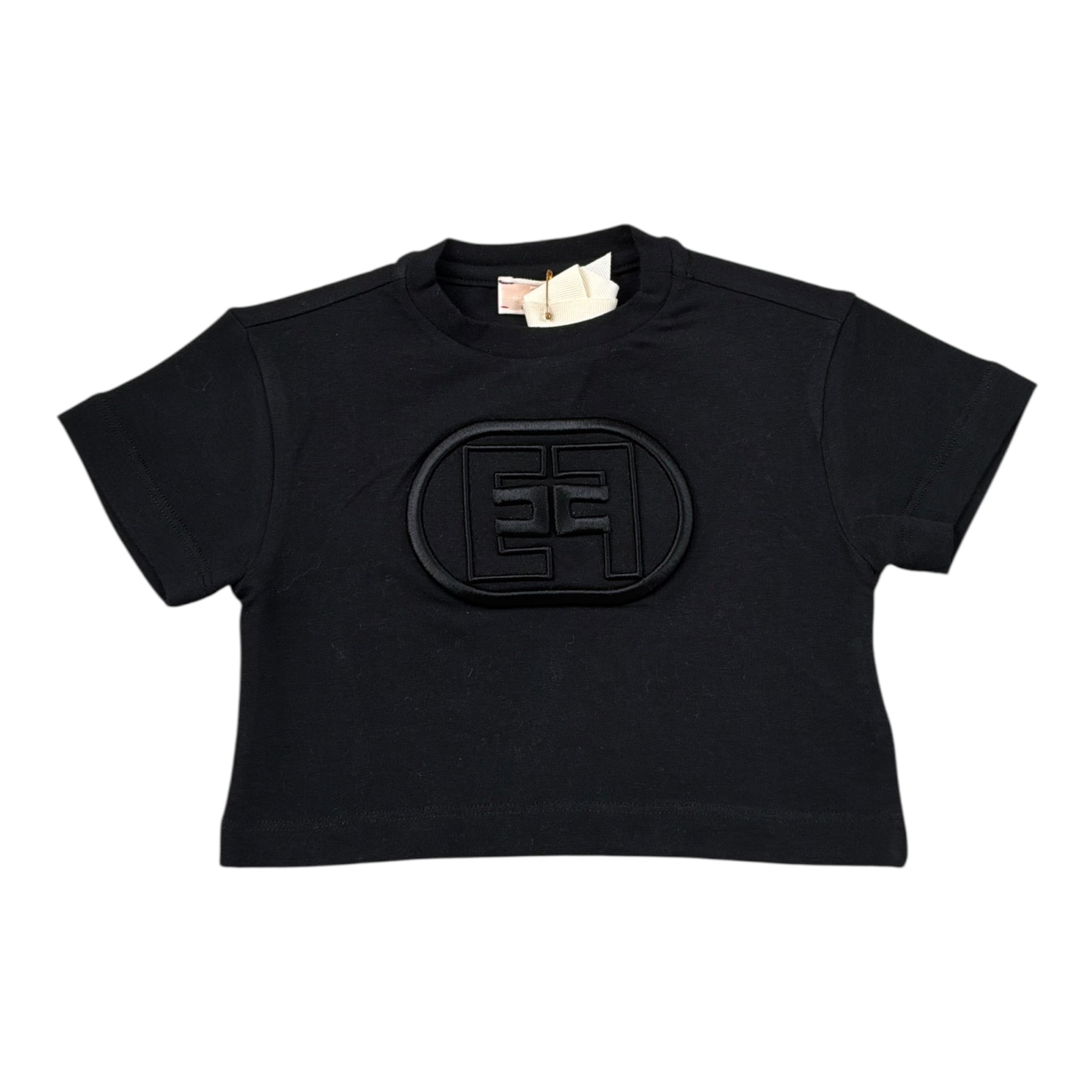 Elisabetta Franchi T-Shirt Girocollo tinta unita con Stampa Nero per Neonata EGTS093 NERO ELISABETTA FRANCHI 